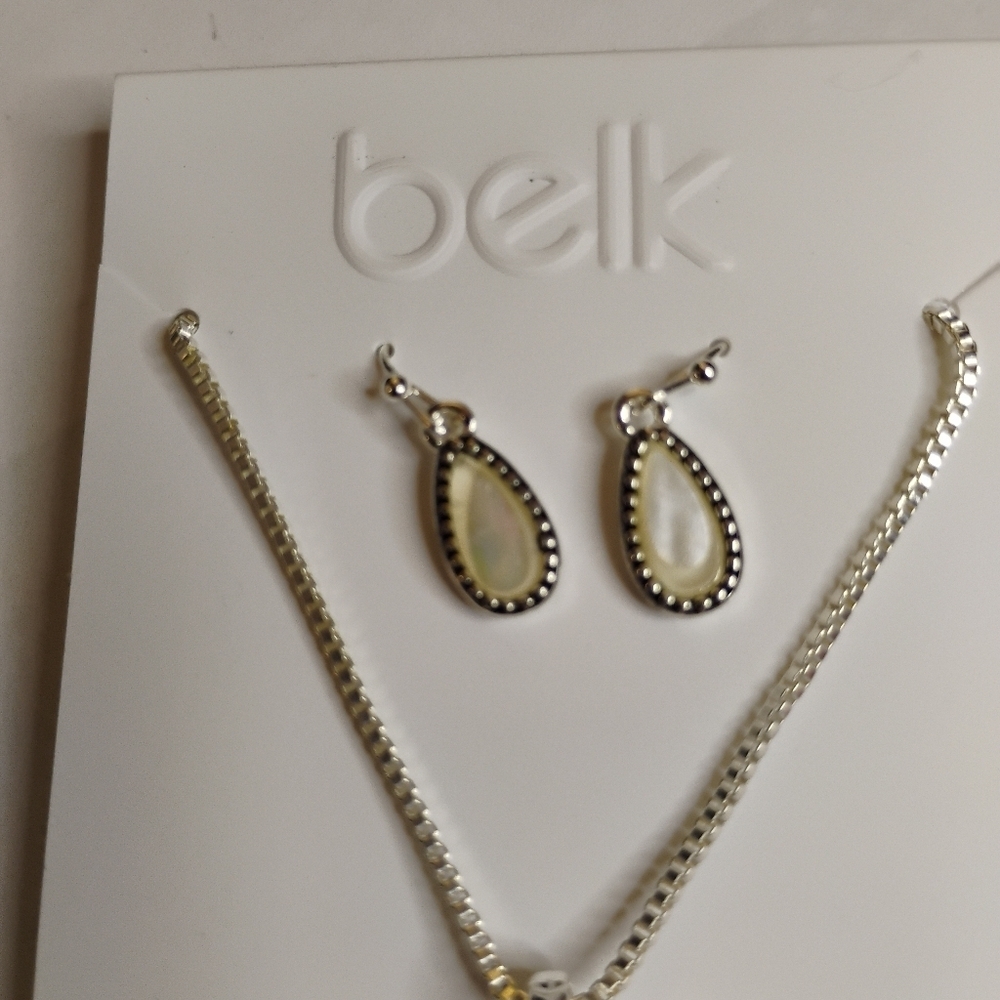 Beauty: Belk's Simulated Opal Necklace and Earring Set for Sensitive Skin - Picture 2 of 5